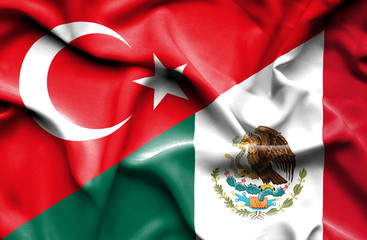 Waving flag of Mexico and Turkey