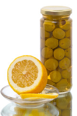 Green olives and lemon