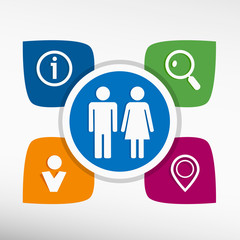 Male and female sign and icons set vector illustration