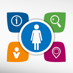 Woman icon and icons set vector illustration