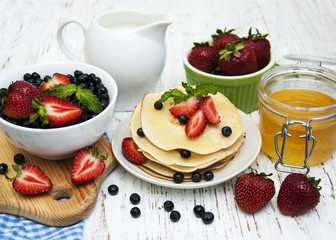 pancakes and fresh berries