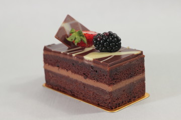 Dark chocolate strawberry cake