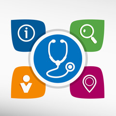 Stethoscope  icon and icons set vector illustration