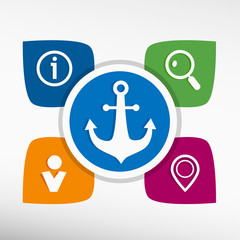 Anchor icon and icons set vector illustration