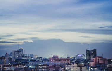 a bird's eye view of bangkok at dusk