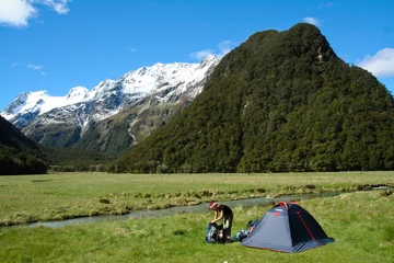 Foto op Canvas Camping on the Routeburn track © meny.arigur