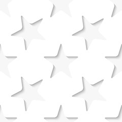 Abstract white vector 3d seamless background with stars.