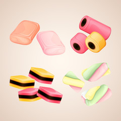 Set of bright vector candies