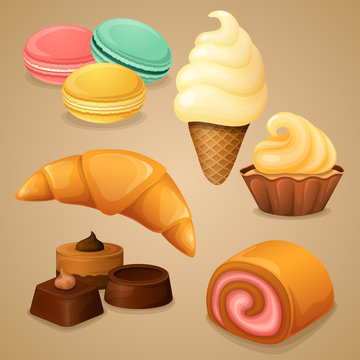 Vector dessert icon set