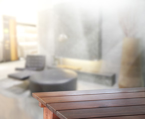 Fototapeta na wymiar Table Top And Blur Interior Background