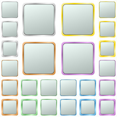 Silver blank square metal button design set