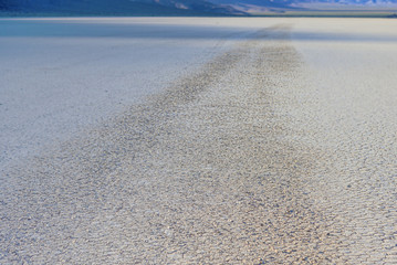 Stone Trace on Racetrack Playa Dry Lake In Death Valley National