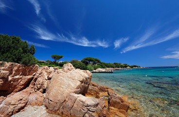Sea in Spiaggia del Principe on Esmerald coast in North of Sardinia, Italy