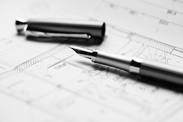 ink pen and structure project for building a house