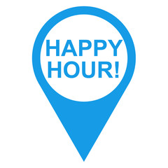 Icono texto HAPPY HOUR! localizacion azul