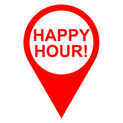 Icono texto HAPPY HOUR! localizacion rojo
