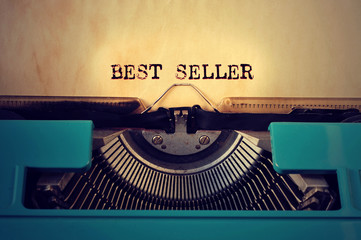 retro typewritter and text best seller written with it