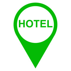Icono texto HOTEL localizacion verde