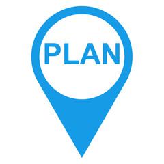 Icono texto PLAN localizacion azul