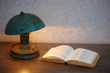 Lamp and open book