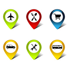 Colored icons for location maps.