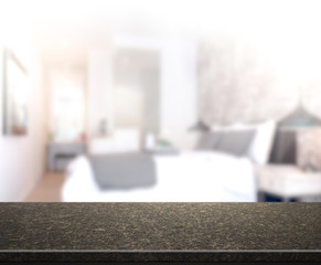 Table Top And Blur Background In Bedroom