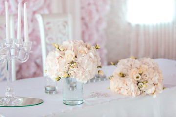wedding flower arrangement with candle