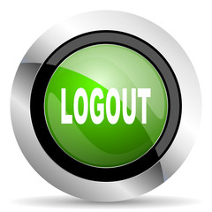logout icon, green button