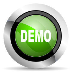 demo icon, green button