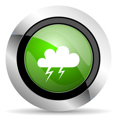 storm icon, green button, waether forecast sign