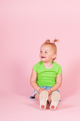 Toddler girl in pink