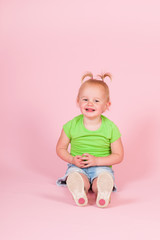 Toddler girl in pink