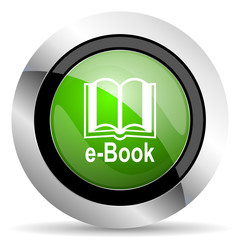 book icon, green button, e-book sign