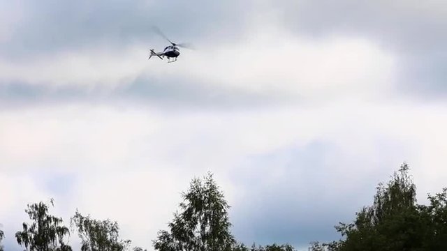 panorama flying over forests by helicopter