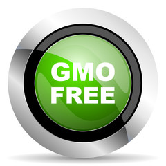gmo free icon, green button, no gmo sign