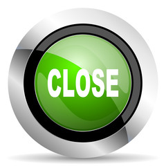 close icon, green button