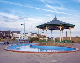 Fototapeta na wymiar The band stand and paddling pool at St Annes, Lancashire, UK