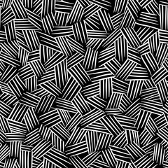Vector seamless pattern with interweaving of lines. Black and white colors.