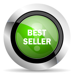 best seller icon, green button