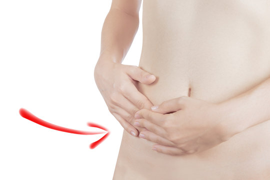 Pancia donna indicata con freccia