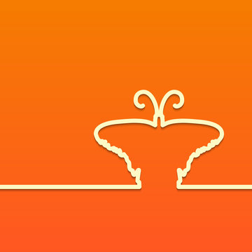 White butterfly mark symbol and icon for vernal design concept and web graphic on orange background.