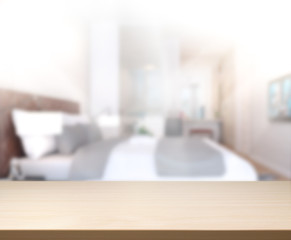 Table Top And Blur Background In Bedroom