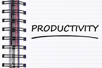 productivity words on spring note book