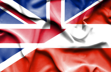 Waving flag of Austria and Great Britain