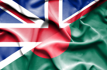 Waving flag of Bangladesh and Great Britain