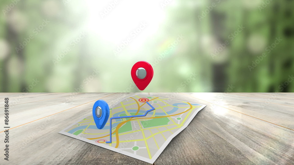 Poster Red Pointing showing the way to a blue marker