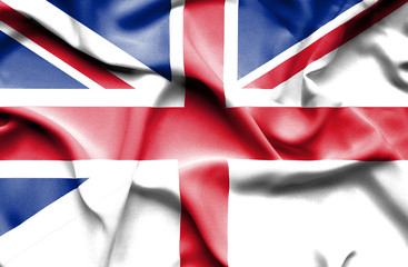 Waving flag of England and Great Britain