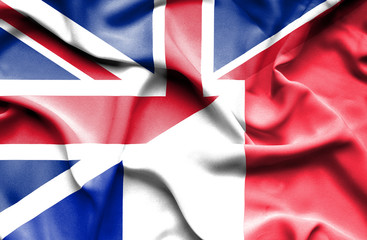 Waving flag of France and Great Britain