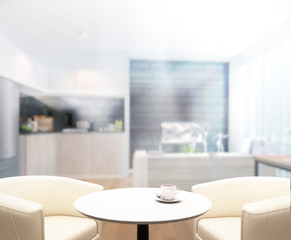 Table Top And Blur Interior Background