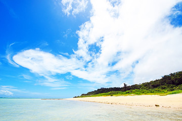 White clouds and a nice beach, Okinawa, Japan